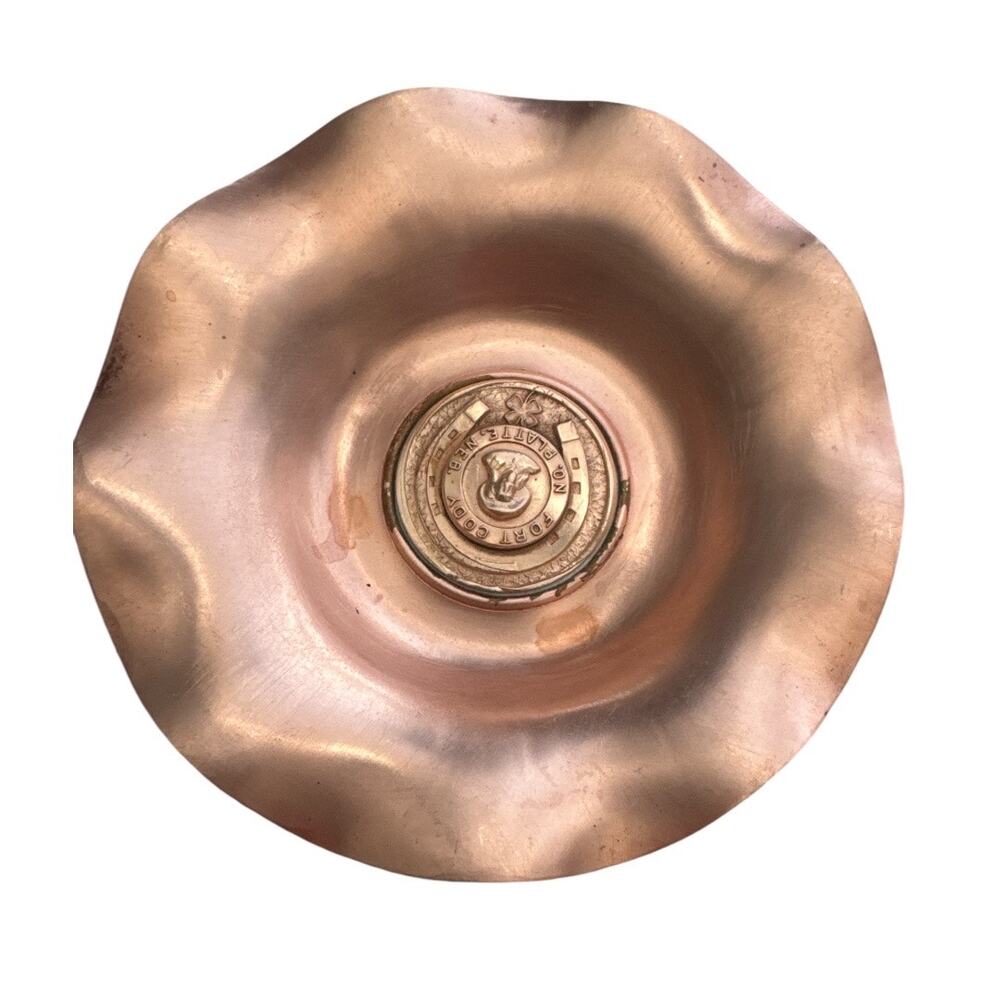 Vintage Solid Copper Fort Cody Souvenir Trinket Dish 3.5”